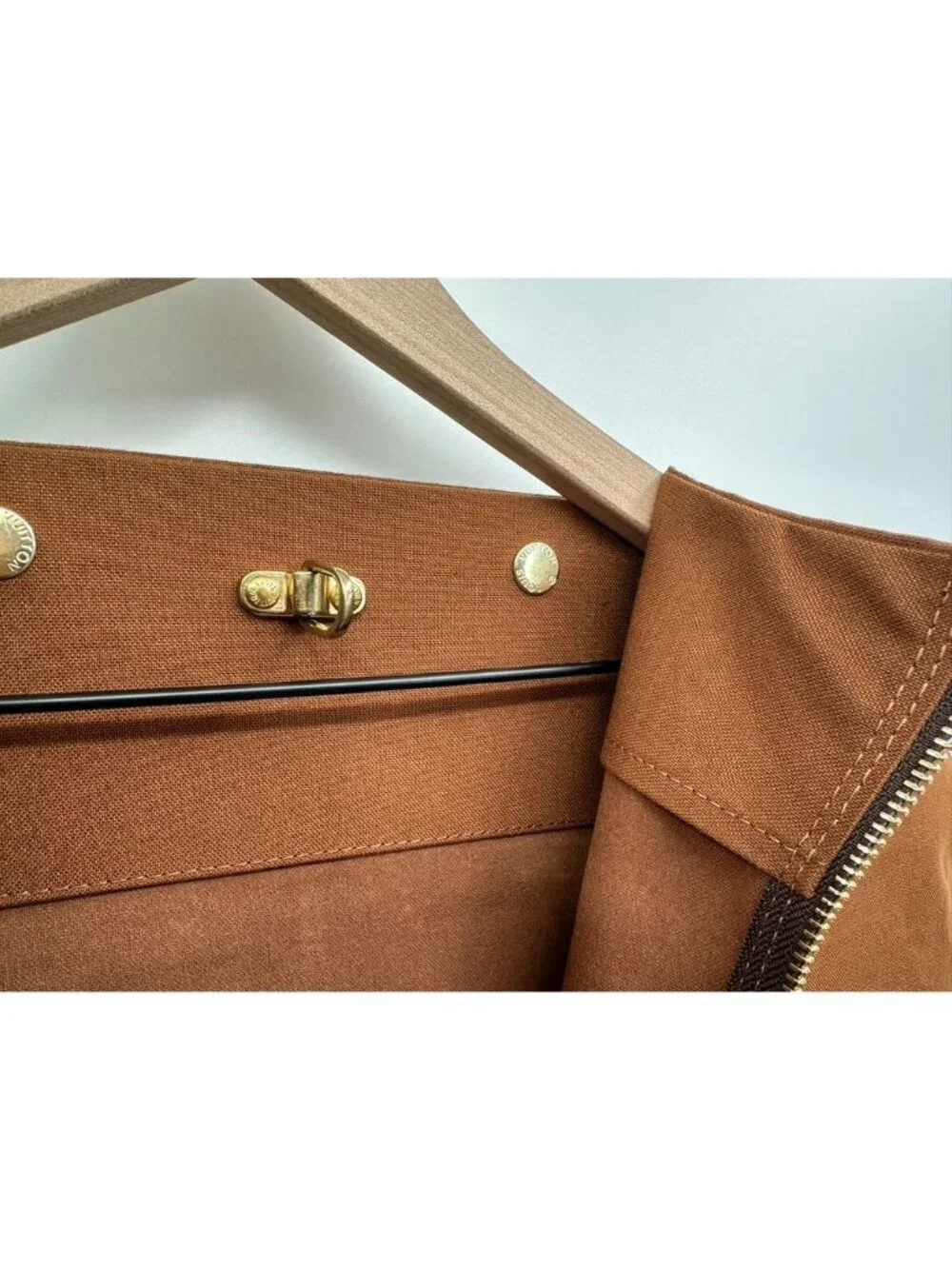 Louis Vuitton Brown Canvas Garment Bag With Gold Hardware & Zipper Closure